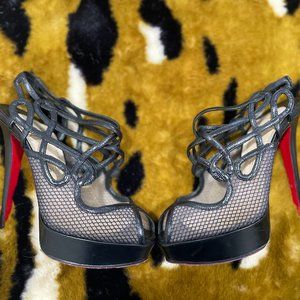 Christian Louboutin Brandaplato Mesh Slingback Platform Pump